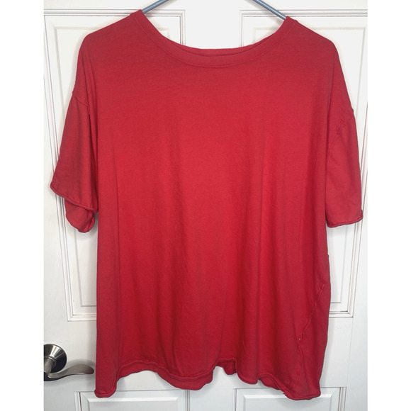We The Free Tops - Free People We The Free Nina Oversized T-Shirt Sz L Boxy Short Sleeve Red Boho